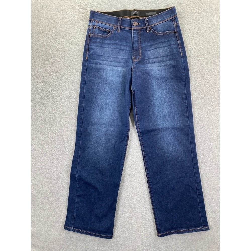 Curve Appeal Jeans Womens 10/30 Dark Blue Denim Pants High Rise Straight Leg